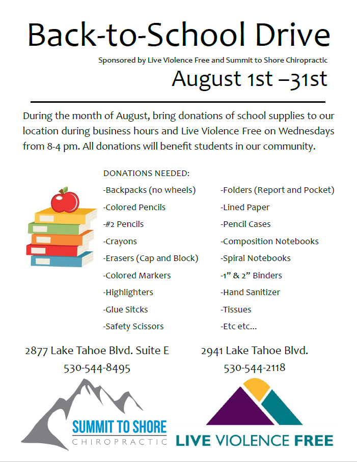Back-to-School Donation Drive: Aug. 1-31 - Tahoe Chamber